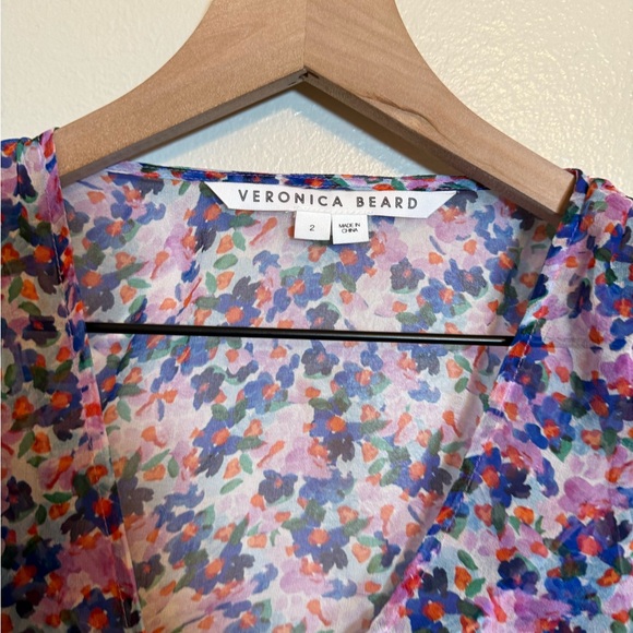 Veronica Beard‎ Cayson Floral Printed Ruffle Silk Mini Dress - Picture 4 of 7